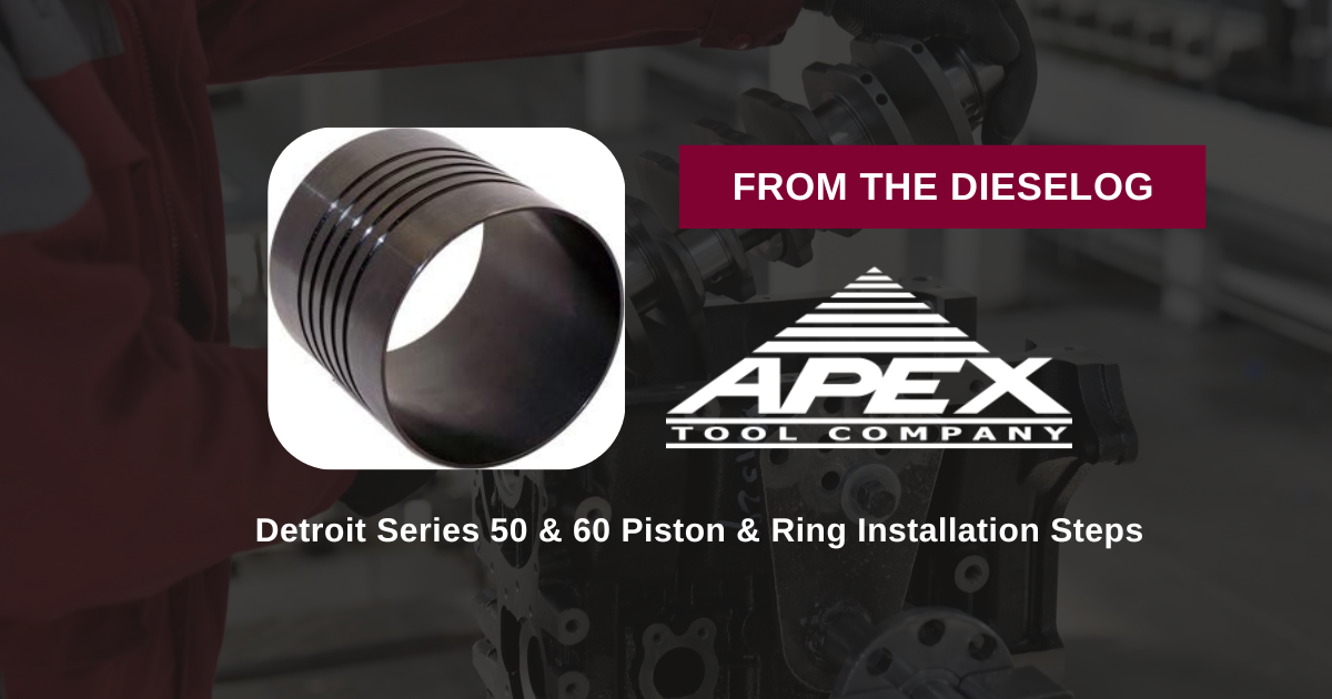 Step-by-step close up layout of heavy-duty tapered piston ring compressor sleeve resting on an engine assembly workbench